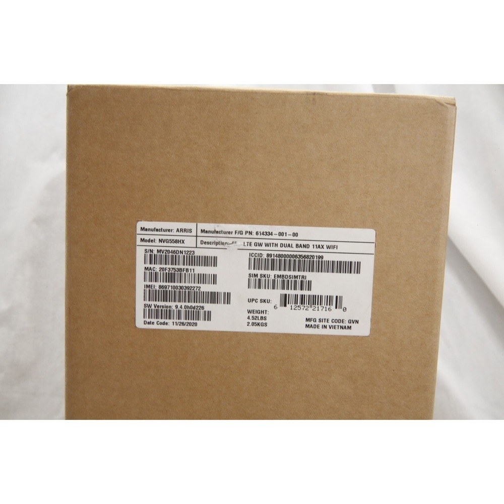 NEW! Arris Verizon 4G LTE Dual-Band Wireless Router NVG558HX